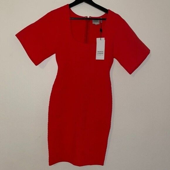 Herve Leger Paris Contour Corset Ribbed Knit Mini T-Shirt Body-con Dress Sz XS - Picture 6 of 15